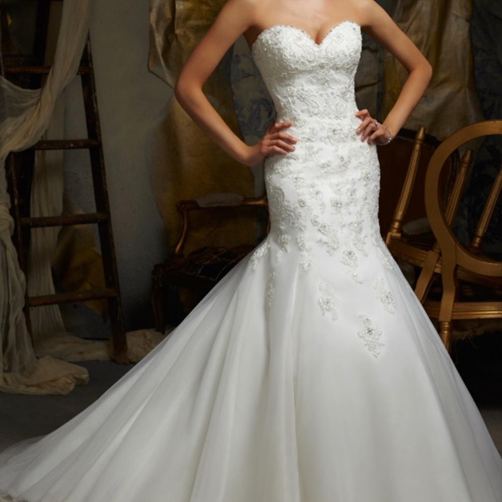 Mori Lee Mermaid wedding dress in blush